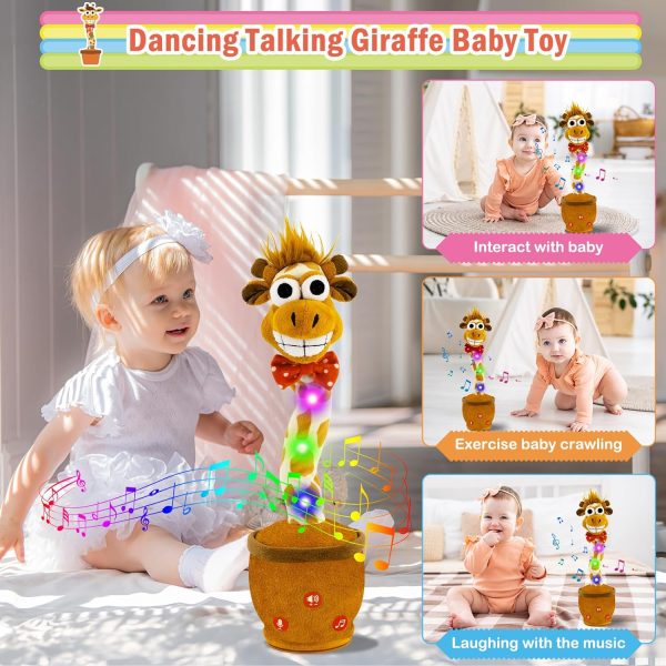 Ayeboovi Dancing Talking Giraffe Mimicking Toy for Boys and Girls, Kids Adjust Volume Talking Recording Repeating What You Say Light Up Plush Toddler Toy, Singing Giraffe with 120 Pcs Songs - Image 2