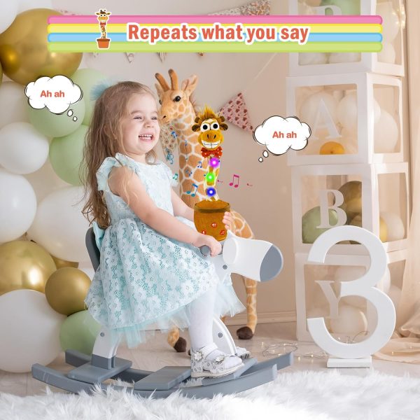 Ayeboovi Dancing Talking Giraffe Mimicking Toy for Boys and Girls, Kids Adjust Volume Talking Recording Repeating What You Say Light Up Plush Toddler Toy, Singing Giraffe with 120 Pcs Songs - Image 7