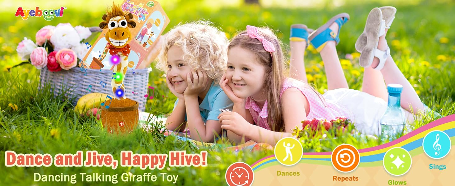 Dancing Talking Cactus Giraffe Mimicking Toy for Kids Adjust Volume Talking Repeating What You Say