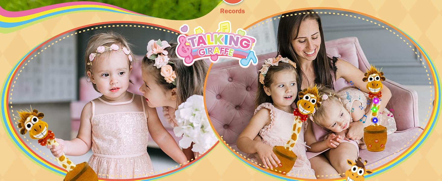 Dancing Talking Cactus Giraffe Mimicking Toy for Kids Adjust Volume Talking Repeating What You Say