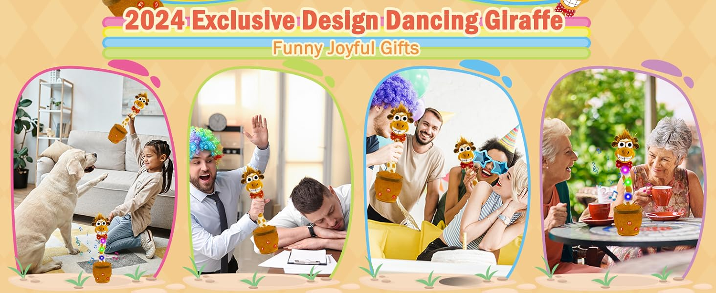 Dancing Talking Cactus Giraffe Mimicking Toy for Kids Adjust Volume Talking Repeating What You Say