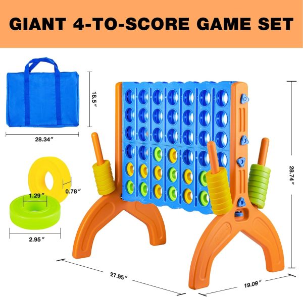 Ayeboovi Giant 4-in-A-Row, Jumbo 4-to-Score Yard Game for Kids and Adults Indoor Outdoor Party Family Connect Game Set with Quick Release Slider & Carrying Bag - Image 3