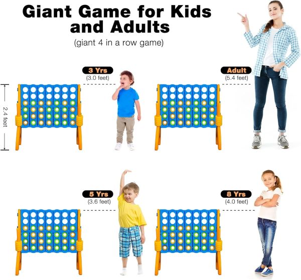 Ayeboovi Giant 4-in-A-Row, Jumbo 4-to-Score Yard Game for Kids and Adults Indoor Outdoor Party Family Connect Game Set with Quick Release Slider & Carrying Bag - Image 4