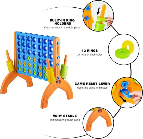 Ayeboovi Giant 4-in-A-Row, Jumbo 4-to-Score Yard Game for Kids and Adults Indoor Outdoor Party Family Connect Game Set with Quick Release Slider & Carrying Bag - Image 5