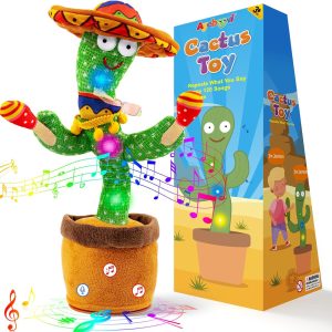 Ayeboovi Dancing Talking Cactus Baby Toy, Mimicking Recording Toy Repeats What You Say, Adjustable Volume Singing Cactus with 120 Songs, Interactive Dancing Toy Gifts for Kids Toddlers Boys Girls