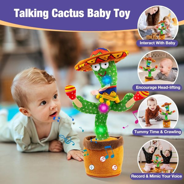 Ayeboovi Dancing Talking Cactus Baby Toy, Mimicking Recording Toy Repeats What You Say, Adjustable Volume Singing Cactus with 120 Songs, Interactive Dancing Toy Gifts for Kids Toddlers Boys Girls - Image 4