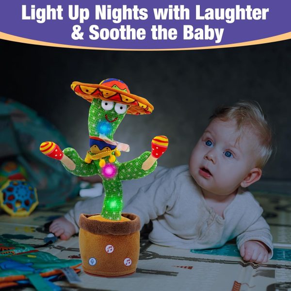 Ayeboovi Dancing Talking Cactus Baby Toy, Mimicking Recording Toy Repeats What You Say, Adjustable Volume Singing Cactus with 120 Songs, Interactive Dancing Toy Gifts for Kids Toddlers Boys Girls - Image 5