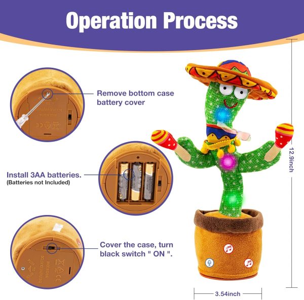 Ayeboovi Dancing Talking Cactus Baby Toy, Mimicking Recording Toy Repeats What You Say, Adjustable Volume Singing Cactus with 120 Songs, Interactive Dancing Toy Gifts for Kids Toddlers Boys Girls - Image 7