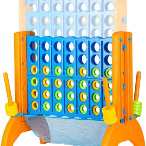 Ayeboovi Giant 4-in-A-Row, Jumbo Connect Game with Adjustable Height, Yard Game for Kids and Adults, 4-to-Score Family Game with Mesh Pocket