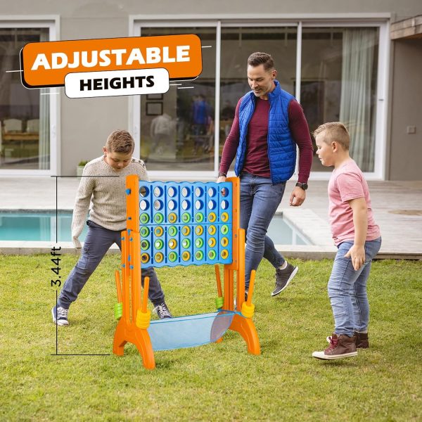 Ayeboovi Giant 4-in-A-Row, Jumbo Connect Game with Adjustable Height, Yard Game for Kids and Adults, 4-to-Score Family Game with Mesh Pocket - Image 3