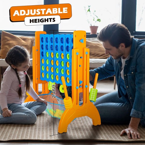 Ayeboovi Giant 4-in-A-Row, Jumbo Connect Game with Adjustable Height, Yard Game for Kids and Adults, 4-to-Score Family Game with Mesh Pocket - Image 4