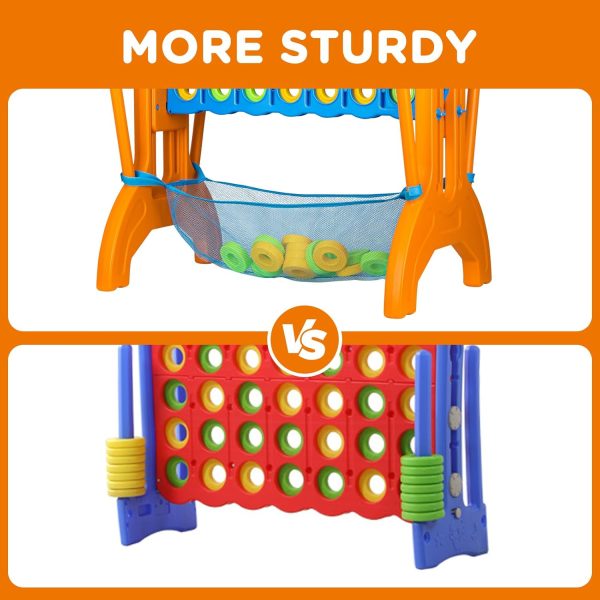 Ayeboovi Giant 4-in-A-Row, Jumbo Connect Game with Adjustable Height, Yard Game for Kids and Adults, 4-to-Score Family Game with Mesh Pocket - Image 6