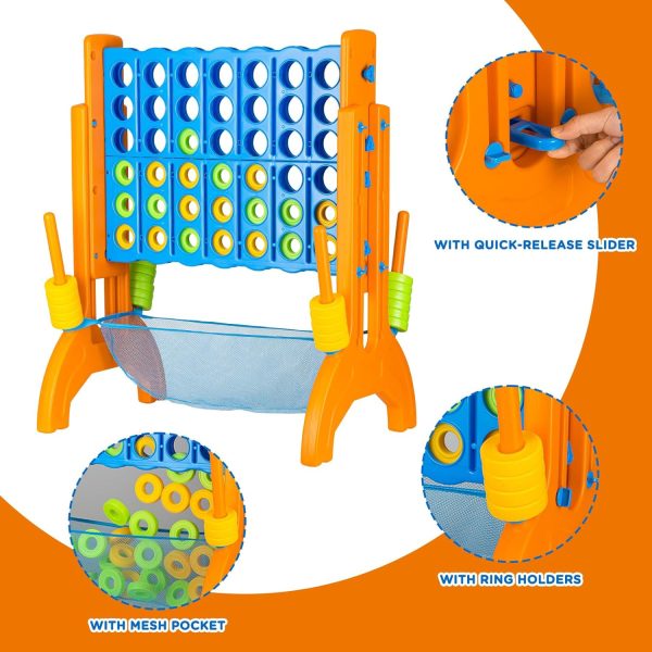 Ayeboovi Giant 4-in-A-Row, Jumbo Connect Game with Adjustable Height, Yard Game for Kids and Adults, 4-to-Score Family Game with Mesh Pocket - Image 7