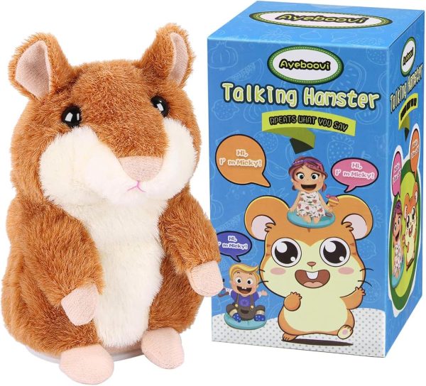 Ayeboovi Toddler Toys Talking Hamster Repeats What You Say Interactive Fun Toys Birthday Gift | Stuffed Animals Autism Toy Gifts for 3 4 5+ Year Old Girls Boys