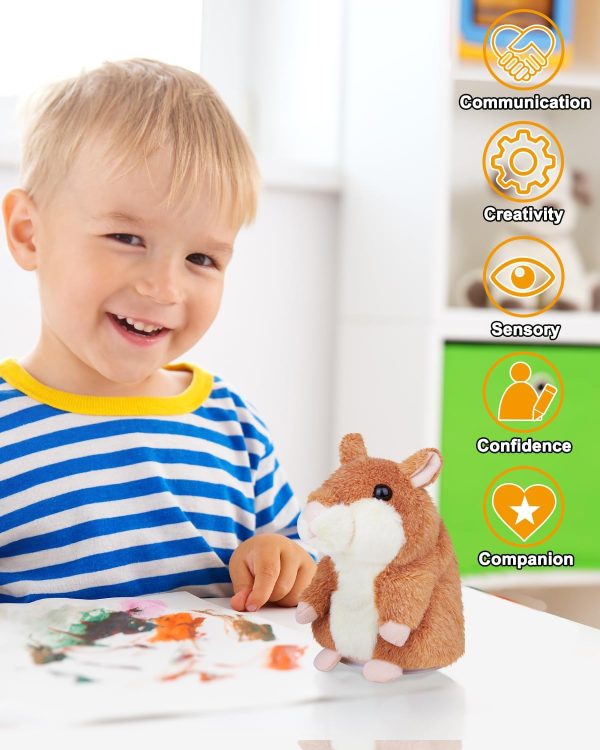 Ayeboovi Toddler Toys Talking Hamster Repeats What You Say Interactive Fun Toys Birthday Gift | Stuffed Animals Autism Toy Gifts for 3 4 5+ Year Old Girls Boys - Image 4